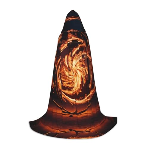 YXLymxDAMAI Rotierende Flammen Halloween-Umhang mit Kapuze – Cosplay-Umhang, Robe, Kostüm, Kapuzenuniform, Schwarz von YXLymxDAMAI