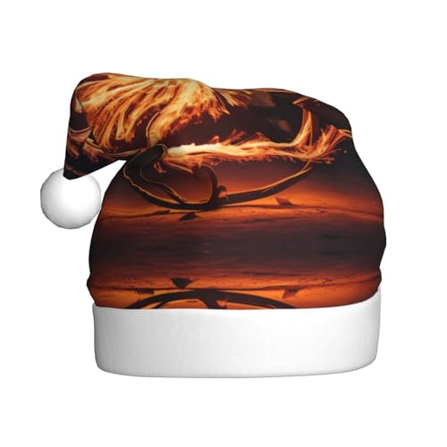 YXLymxDAMAI Rotierende Flammen Weihnachtsmütze für Erwachsene - Xmas Holiday Unisex Klassischer Weihnachtsmannhut für Neujahrsparty, Rot von YXLymxDAMAI