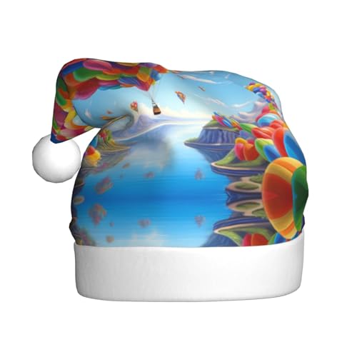 YXLymxDAMAI Schöne Ballon-Weihnachtsmütze für Erwachsene – Weihnachtsfeiertag, Unisex, klassischer Weihnachtsmannhut für Neujahrsparty, Rot von YXLymxDAMAI