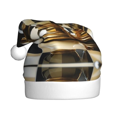 YXLymxDAMAI Schwarz-weiße Billard-Weihnachtsmütze für Erwachsene – Weihnachtsfeiertag, Unisex, klassischer Weihnachtsmannhut für Neujahrsparty, Rot von YXLymxDAMAI