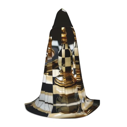 YXLymxDAMAI Schwarz-weißer Billard-Halloween-Umhang mit Kapuze – Cosplay-Umhang, Robe, Kostüm, Kapuzenuniform, Schwarz von YXLymxDAMAI