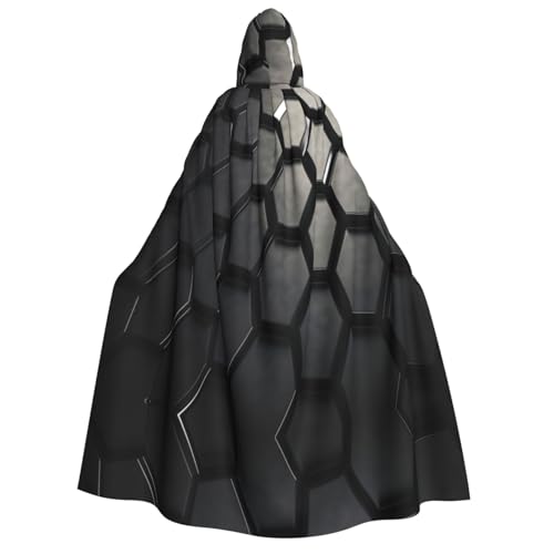 YXLymxDAMAI Schwarzer sechseckiger Kapuzenumhang für Damen und Herren – perfekt für Halloween, Kostümpartys, Cosplay, schwarz, weiß von YXLymxDAMAI