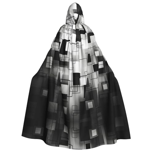 YXLymxDAMAI Schwarzer und weißer quadratischer Kapuzenumhang für Damen und Herren – perfekt für Halloween, Kostümpartys, Cosplay, schwarz, weiß von YXLymxDAMAI