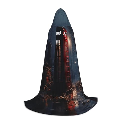 YXLymxDAMAI Street Phone Booth Halloween-Umhang mit Kapuze – Cosplay-Umhang, Robe, Kostüm, Kapuzenuniform, Schwarz von YXLymxDAMAI