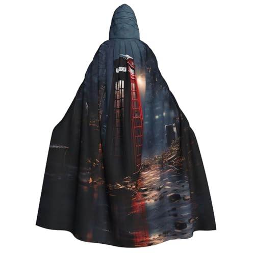 YXLymxDAMAI Street Phone Booth Kapuzenumhang für Damen und Herren - Perfekt für Halloween, Kostümpartys, Cosplay, Schwarz, Weiß von YXLymxDAMAI