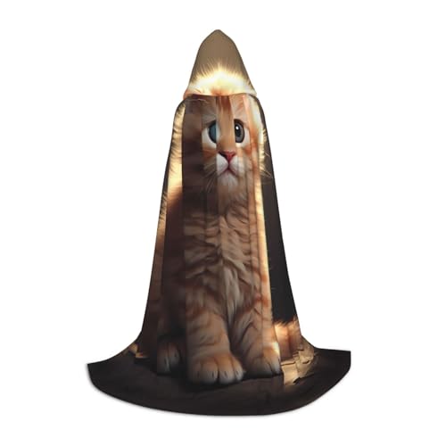 YXLymxDAMAI Süßer Katzen-Halloween-Umhang mit Kapuze – Cosplay-Umhang, Robe, Kostüm, Kapuzenuniform, Schwarz von YXLymxDAMAI