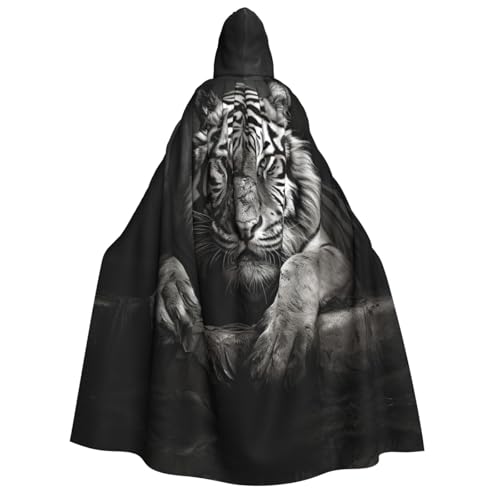 YXLymxDAMAI Umhang mit Kapuze für Damen und Herren, Motiv: ruhender Tiger, perfekt für Halloween, Kostümpartys, Cosplay, schwarz, weiß YXLymxDAMAI Umhang mit Kapuze für Damen und Herren, Motiv: ruhender Tiger, perfekt für Halloween, Kostümpartys, Cosplay, schwarz, weiß von YXLymxDAMAI