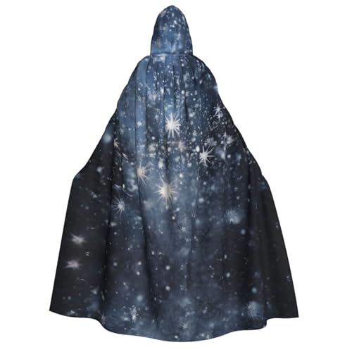YXLymxDAMAI Umhang mit Kapuze für Damen und Herren, verstreute Schneeflocken, perfekt für Halloween, Kostümpartys, Cosplay, Schwarz, Weiß von YXLymxDAMAI