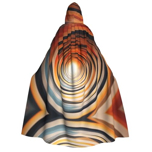 YXLymxDAMAI Umhang mit Kapuze in schwindeligen Farben für Damen und Herren – perfekt für Halloween, Kostümpartys, Cosplay, Schwarz, Weiß von YXLymxDAMAI