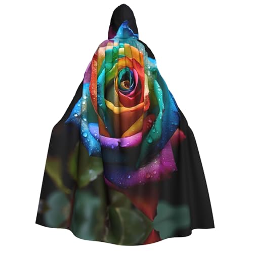 YXLymxDAMAI Umhang mit Kapuze mit bunten Blumen für Damen und Herren – perfekt für Halloween, Kostümpartys, Cosplay, schwarz, weiß von YXLymxDAMAI