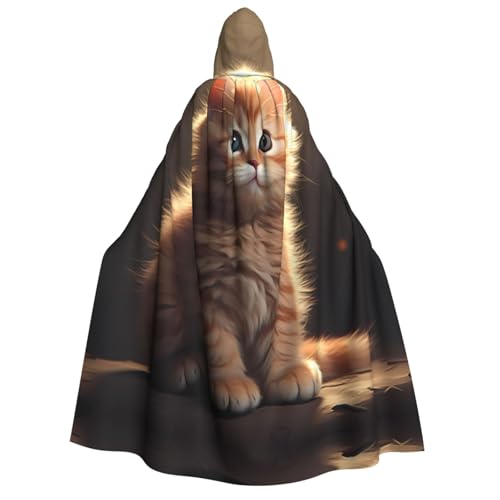YXLymxDAMAI Umhang mit süßem Katzen-Kapuzenmantel für Damen und Herren, perfekt für Halloween, Kostümpartys, Cosplay, schwarz, weiß von YXLymxDAMAI