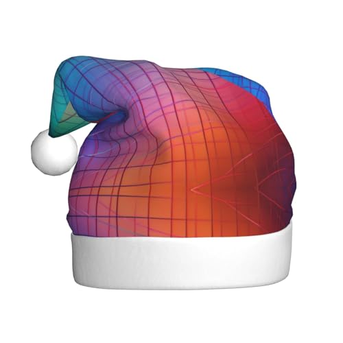 YXLymxDAMAI Weihnachtsmütze für Erwachsene, kurvige Farblinie, Unisex, klassischer Weihnachtsmannhut für Neujahrsparty, Rot von YXLymxDAMAI
