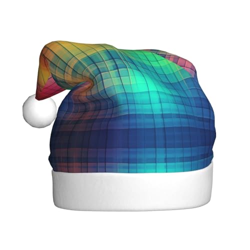 YXLymxDAMAI Weihnachtsmütze für Erwachsene mit Farbraster, Unisex, klassischer Weihnachtsmannhut für Neujahrsparty, Rot von YXLymxDAMAI