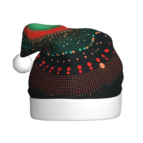 YXLymxDAMAI Weihnachtsmütze mit kreisförmigen farbigen Punkten für Erwachsene, Unisex, klassischer Weihnachtsmannhut für Neujahrsparty, Rot von YXLymxDAMAI