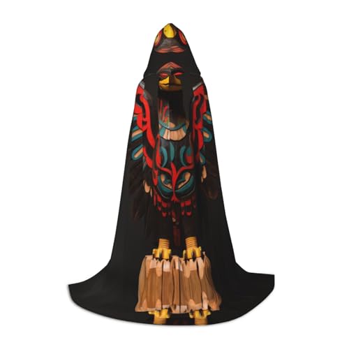 YXLymxDAMAI Wunderschöner Adler-Totem-Halloween-Umhang mit Kapuze – Cosplay-Umhang, Robe, Kostüm, Kapuzenuniform, Schwarz von YXLymxDAMAI