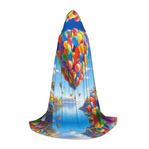 YXLymxDAMAI Wunderschöner Ballon-Halloween-Umhang mit Kapuze – Cosplay-Umhang, Robe, Kostüm, Kapuzenuniform, Schwarz von YXLymxDAMAI