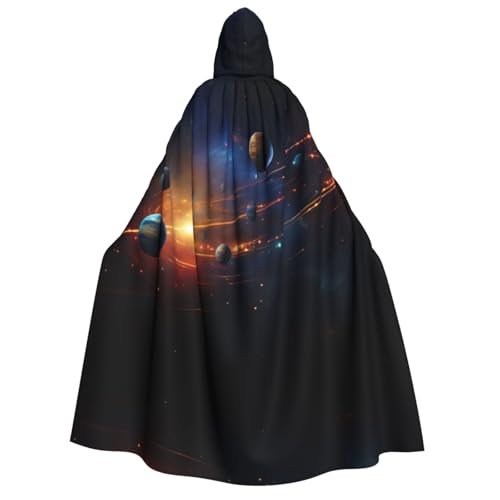 YXLymxDAMAI Wunderschöner Planeten-Umhang mit Kapuze für Damen und Herren, perfekt für Halloween, Kostümpartys, Cosplay, schwarz, weiß von YXLymxDAMAI