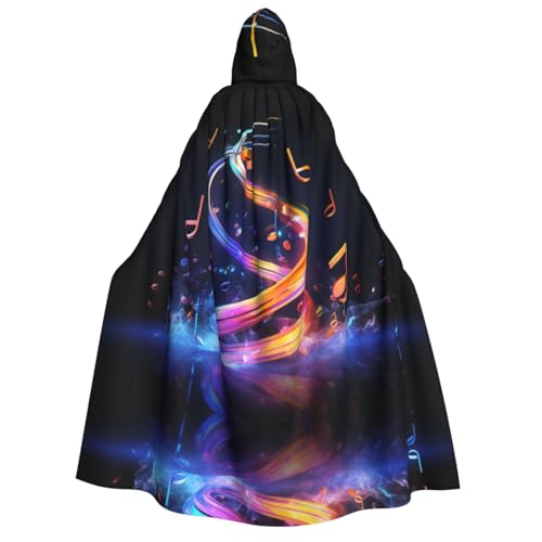 YXLymxDAMAI Wunderschöner Umhang mit musikalischen Charakteren mit Kapuze für Damen und Herren – perfekt für Halloween, Kostümpartys, Cosplay, schwarz, weiß von YXLymxDAMAI