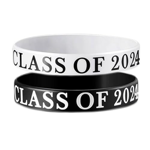YXRRVING Class of 2024 Wristbands,Rubber Bracelets Black White Graduation Wristbands for Teacher Student Graduation Party Favors Supply,Class of 2024 Congrats Grad Celebrating Bracelets von YXRRVING