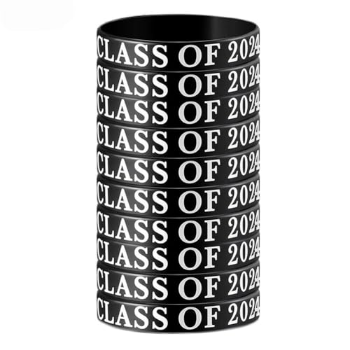 YXRRVING Class of 2024 Wristbands,Rubber Bracelets Black White Graduation Wristbands for Teacher Student Graduation Party Favors Supply,Class of 2024 Congrats Grad Celebrating Bracelets von YXRRVING