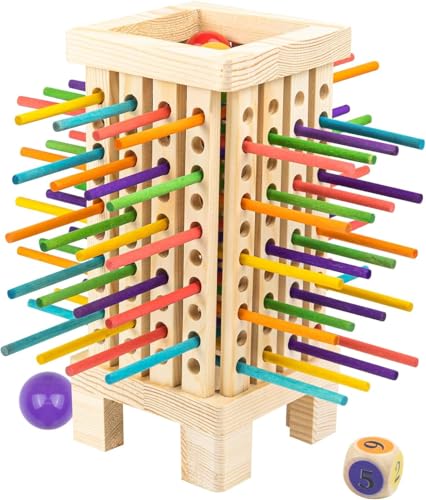 Montessori Spiel Brettspiel aus Holz, 42 Stück Bunte Holzstäbchen Würfelspiel Montessori Spiel Brettspiel aus Holz, 42 Stück Bunte Holzstäbchen Würfelspiel von YY-JUNYING