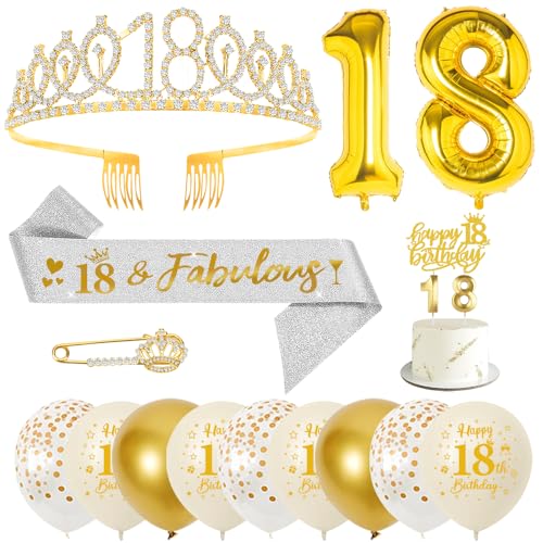 18. Geburtstag Mädchen, 18 Geburtstag Schärpe und Krone/Tiara, Geburtstag Zahlen Luftballon, Konfetti Luftballons, Geburtstagskerzen Zahlen, Happy Birthday Tortendeko für Mädchen Geburtstagsdeko 18. Geburtstag Mädchen, 18 Geburtstag Schärpe und Krone/Tiara, Geburtstag Zahlen Luftballon, Konfetti Luftballons, Geburtstagskerzen Zahlen, Happy Birthday Tortendeko für Mädchen Geburtstagsdeko von YYDSXK