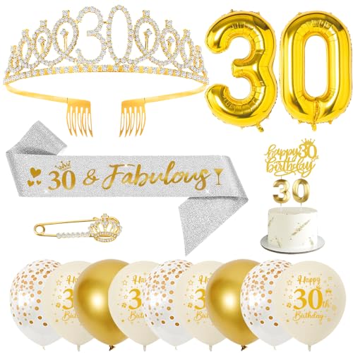 30. Geburtstag Frauen, 30 Geburtstag Schärpe und Krone/Tiara, Geburtstag Zahlen Luftballon, Konfetti Luftballons, Geburtstagskerzen Zahlen, Happy Birthday Tortendeko für Frauen Geburtstagsdeko 30. Geburtstag Frauen, 30 Geburtstag Schärpe und Krone/Tiara, Geburtstag Zahlen Luftballon, Konfetti Luftballons, Geburtstagskerzen Zahlen, Happy Birthday Tortendeko für Frauen Geburtstagsdeko von YYDSXK