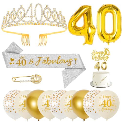 40. Geburtstag Frauen, 40 Geburtstag Schärpe und Krone/Tiara, Geburtstag Zahlen Luftballon, Konfetti Luftballons, Geburtstagskerzen Zahlen, Happy Birthday Tortendeko für Frauen Geburtstagsdeko 40. Geburtstag Frauen, 40 Geburtstag Schärpe und Krone/Tiara, Geburtstag Zahlen Luftballon, Konfetti Luftballons, Geburtstagskerzen Zahlen, Happy Birthday Tortendeko für Frauen Geburtstagsdeko von YYDSXK