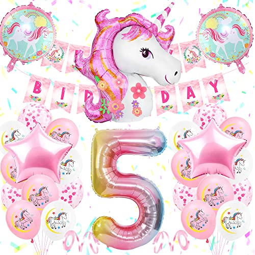 5 Jahre Einhorn Geburtstagsdeko Mädchen, 5. Rosa Geburtstag Deko mit Birthday Banner,3D Einhorn Luftballons,Groß Folie 5 Number, Kindergeburtstag Deko 5 Jahre, Rosa Weiß Luftballons Party Geburtstag 5 Jahre Einhorn Geburtstagsdeko Mädchen, 5. Rosa Geburtstag Deko mit Birthday Banner,3D Einhorn Luftballons,Groß Folie 5 Number, Kindergeburtstag Deko 5 Jahre, Rosa Weiß Luftballons Party Geburtstag von YYDSXK
