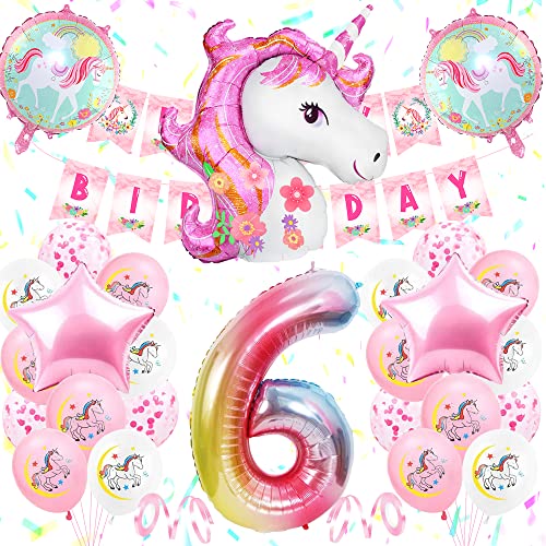 6 Jahre Einhorn Geburtstagsdeko Mädchen, 6. Rosa Geburtstag Deko mit Birthday Banner,3D Einhorn Luftballons,Groß Folie 6 Number, Kindergeburtstag Deko 6 Jahre, Rosa Weiß Luftballons Party Geburtstag 6 Jahre Einhorn Geburtstagsdeko Mädchen, 6. Rosa Geburtstag Deko mit Birthday Banner,3D Einhorn Luftballons,Groß Folie 6 Number, Kindergeburtstag Deko 6 Jahre, Rosa Weiß Luftballons Party Geburtstag von YYDSXK