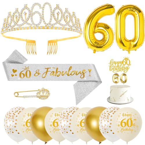 60. Geburtstag Frauen, 60 Geburtstag Schärpe und Krone/Tiara, Geburtstag Zahlen Luftballon, Konfetti Luftballons, Geburtstagskerzen Zahlen, Happy Birthday Tortendeko für Frauen Geburtstagsdeko 60. Geburtstag Frauen, 60 Geburtstag Schärpe und Krone/Tiara, Geburtstag Zahlen Luftballon, Konfetti Luftballons, Geburtstagskerzen Zahlen, Happy Birthday Tortendeko für Frauen Geburtstagsdeko von YYDSXK