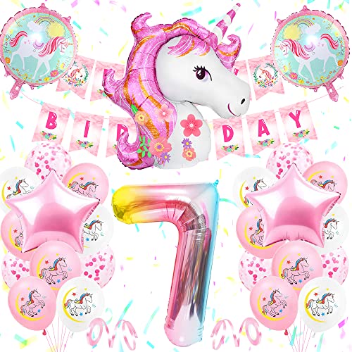 7 Jahre Einhorn Geburtstagsdeko Mädchen, 7. Rosa Geburtstag Deko mit Birthday Banner,3D Einhorn Luftballons,Groß Folie 7 Number, Kindergeburtstag Deko 7 Jahre, Rosa Weiß Luftballons Party Geburtstag 7 Jahre Einhorn Geburtstagsdeko Mädchen, 7. Rosa Geburtstag Deko mit Birthday Banner,3D Einhorn Luftballons,Groß Folie 7 Number, Kindergeburtstag Deko 7 Jahre, Rosa Weiß Luftballons Party Geburtstag von YYDSXK