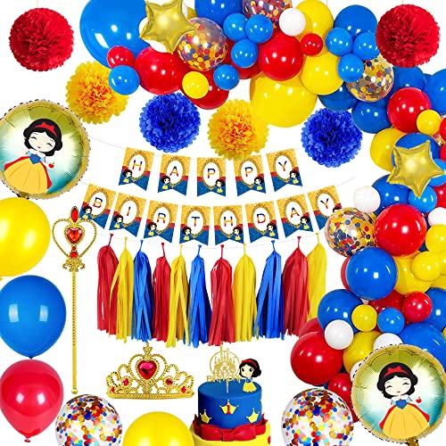 Luftballons Geburtstagsdeko Mädchen, Schneewittchen Party Deko Happy Birthday Banner Girlande mit Tiara Krone Zauberstab Pompons Deko Luftballons Konfetti 3D Ballons für Kinder Partydeko Geburtstag Luftballons Geburtstagsdeko Mädchen, Schneewittchen Party Deko Happy Birthday Banner Girlande mit Tiara Krone Zauberstab Pompons Deko Luftballons Konfetti 3D Ballons für Kinder Partydeko Geburtstag von YYDSXK