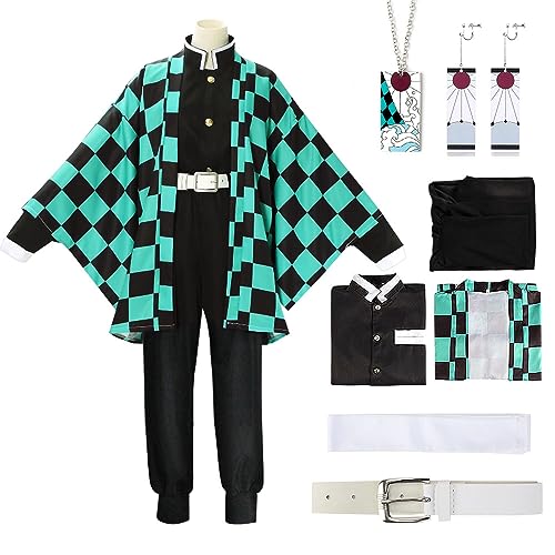 YYDSXK Nezuko Tanjirou Cosplay, Nezuko Tanjirou Kochou Shinobu Mitsuri Kostüm Set, Kimono Cape Ensemble, Geschenk für Kinder, Nezuko Tanjiro Kostüm für Karneval Halloween Weihnachten von YYDSXK