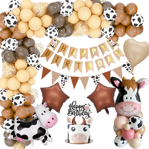 YYDSXK Geburtstagsdeko Junge, Braun Kuh Deko Geburtstag Set mit Happy Birthday Banner, Kuchendeko, Kuh und Stern Folienballons, Kuh Party Luftballons für Baby Shower, Mädchen Junge Geburtstag Deko YYDSXK Geburtstagsdeko Junge, Braun Kuh Deko Geburtstag Set mit Happy Birthday Banner, Kuchendeko, Kuh und Stern Folienballons, Kuh Party Luftballons für Baby Shower, Mädchen Junge Geburtstag Deko von YYDSXK