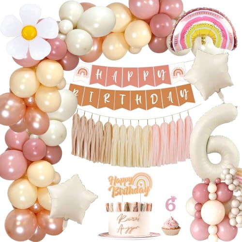 YYDSXK Geburtstagsdeko Mädchen 6 Jahre, Boho Rosa 6. Geburtstag Deko mit Happy Birthday Banner, Tassel, Folie Stern, Cake Topper, Boho Regenbogen Deko Kindergeburtstag für Geburtstag Mädchen 6 Jahre YYDSXK Geburtstagsdeko Mädchen 6 Jahre, Boho Rosa 6. Geburtstag Deko mit Happy Birthday Banner, Tassel, Folie Stern, Cake Topper, Boho Regenbogen Deko Kindergeburtstag für Geburtstag Mädchen 6 Jahre von YYDSXK