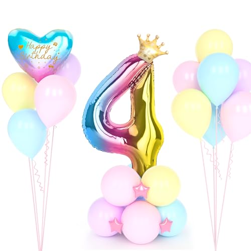 YYDSXK Luftballon 4 Geburtstag Regenbogen, Zahl Luftballon Deco 4. Geburtstag, Bunt Folienballon 4. Geburtstag, Helium Ballon 4 Geburtstag, Ballon 4 Jahre Mädchen für Party, Birthday, Dekoration YYDSXK Luftballon 4 Geburtstag Regenbogen, Zahl Luftballon Deco 4. Geburtstag, Bunt Folienballon 4. Geburtstag, Helium Ballon 4 Geburtstag, Ballon 4 Jahre Mädchen für Party, Birthday, Dekoration von YYDSXK