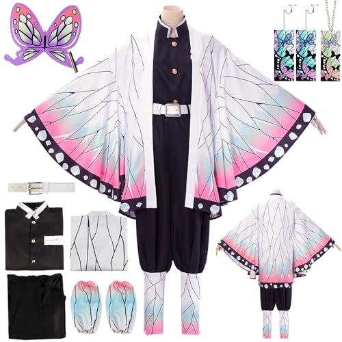 YYDSXK Nezuko Tanjirou Cosplay, Nezuko Tanjirou Kochou Shinobu Mitsuri Kostüm Set, Kimono Cape Ensemble, Geschenk für Kinder, Nezuko Tanjiro Kostüm für Karneval Halloween Weihnachten von YYDSXK