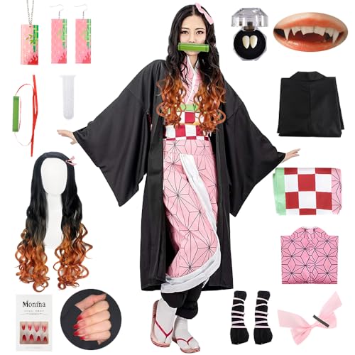 YYDSXK Nezuko Tanjirou Cosplay, Nezuko Tanjirou Kochou Shinobu Mitsuri Kostüm Set, Kimono Cape Ensemble, Geschenk für Kinder, Nezuko Tanjiro Kostüm für Karneval Halloween Weihnachten YYDSXK Nezuko Tanjirou Cosplay, Nezuko Tanjirou Kochou Shinobu Mitsuri Kostüm Set, Kimono Cape Ensemble, Geschenk für Kinder, Nezuko Tanjiro Kostüm für Karneval Halloween Weihnachten von YYDSXK