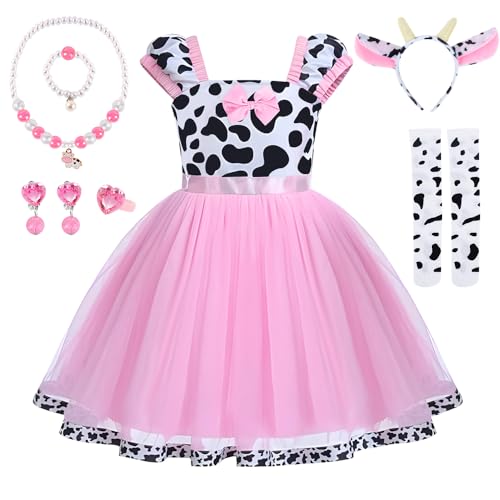 YYDSXK Prinzessin Kleid Mädchen,Kostüm für Kinder Mädchen,Rosa Kuh Kostümset für Kinder mit Gepunkteten Socken,Halskette,Armband,Stirnband,Tierkostüm Set für Mädchen, Karneval,Geburtstag,Cosplay YYDSXK Prinzessin Kleid Mädchen,Kostüm für Kinder Mädchen,Rosa Kuh Kostümset für Kinder mit Gepunkteten Socken,Halskette,Armband,Stirnband,Tierkostüm Set für Mädchen, Karneval,Geburtstag,Cosplay von YYDSXK