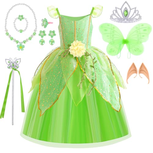 YYDSXK Tinkerbell Kostüm für Kinder, Feen Prinzessin Kleid für Mädchen, Prinzessin Kleid mit Flügeln und Krone, Kinder Feenkostüm Prinzessin Dress Up für Geburtstags Karneval Halloween (Grüne, 110) YYDSXK Tinkerbell Kostüm für Kinder, Feen Prinzessin Kleid für Mädchen, Prinzessin Kleid mit Flügeln und Krone, Kinder Feenkostüm Prinzessin Dress Up für Geburtstags Karneval Halloween (Grüne, 110) von YYDSXK