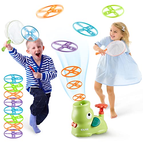 YYDeek Outdoor Spielzeug für Kinder ab 3 4 5 6 Jahre, Fliegende Disc Launcher Spielzeug für Jungen und Mädchen, Fliegende Untertasse Spielzeug mit 8 Discs, Outdoor Spielzeug Garten Spiele für Kinder von YYDeek