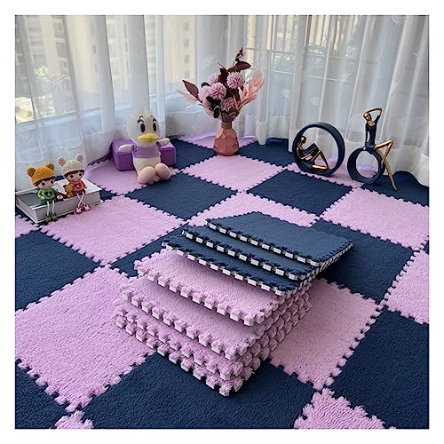 12-teilige Puzzle-Spielmatte, Flauschige Plüsch-Teppichfliesen, Quadratisches Schaumstoff-Teppich-Set, Schaumstoff-Bodenfliesen Für Spielzimmer, Schlafzimmer, 30 X 30 cm(Color:Hellviolett+Marineblau) 12-teilige Puzzle-Spielmatte, Flauschige Plüsch-Teppichfliesen, Quadratisches Schaumstoff-Teppich-Set, Schaumstoff-Bodenfliesen Für Spielzimmer, Schlafzimmer, 30 X 30 cm(Color:Hellviolett+Marineblau) von YYGDPFLSXSB