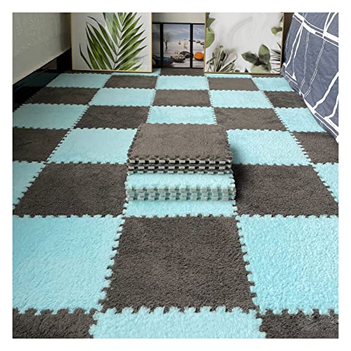16 Stück Ineinandergreifende Plüsch-Schaumstoff-Fußmatten, Warmer Teppich, Ineinandergreifende Bodenfliesen, 30 X 30 cm Große Puzzle-Spielmatten Für Schlafzimmer, Spielzimmer(Color:Grey+Hellblau) 16 Stück Ineinandergreifende Plüsch-Schaumstoff-Fußmatten, Warmer Teppich, Ineinandergreifende Bodenfliesen, 30 X 30 cm Große Puzzle-Spielmatten Für Schlafzimmer, Spielzimmer(Color:Grey+Hellblau) von YYGDPFLSXSB