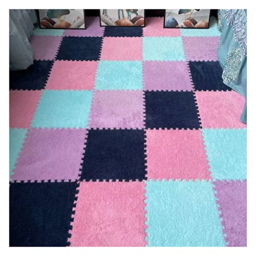 16 Stück Ineinandergreifende Plüsch-Schaumstoff-Fußmatten, Warmer Teppich, Ineinandergreifende Bodenfliesen, 30 X 30 cm Große Puzzle-Spielmatten Für Schlafzimmer, Spiel(Color:Farbe Vier) von YYGDPFLSXSB