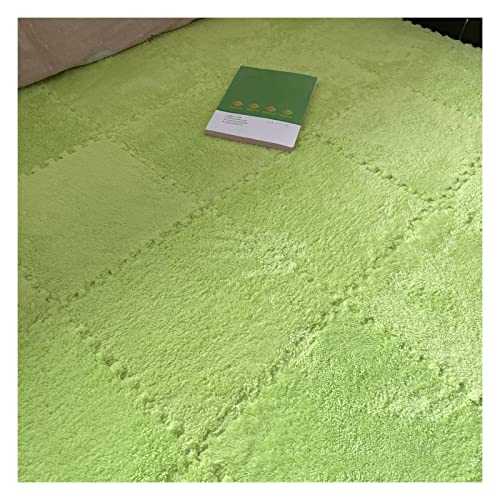 16 Stück Ineinandergreifende Plüsch-Schaumstoff-Fußmatten, Warmer Teppich, Ineinandergreifende Bodenfliesen, 30 X 30 cm Große Puzzle-Spielmatten Für Schlafzimmer, Spiel(Color:Grün) von YYGDPFLSXSB