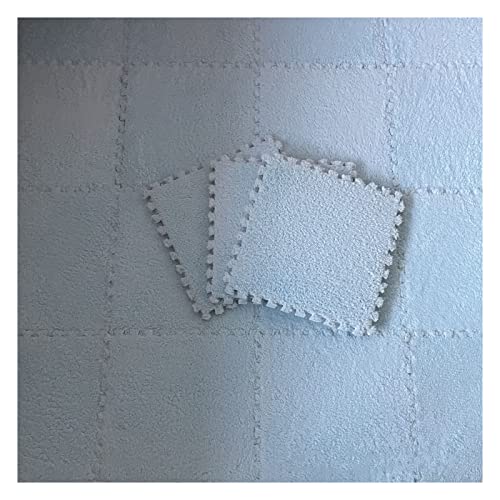 16 Stück Ineinandergreifende Plüsch-Schaumstoff-Fußmatten, Warmer Teppich, Ineinandergreifende Bodenfliesen, 30 X 30 cm Große Puzzle-Spielmatten Für Schlafzimmer, Spiel(Color:Hellblau) von YYGDPFLSXSB
