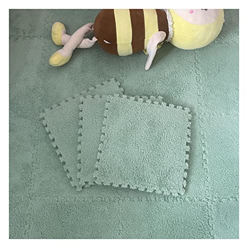16 Stück Ineinandergreifende Plüsch-Schaumstoff-Fußmatten, Warmer Teppich, Ineinandergreifende Bodenfliesen, 30 X 30 cm Große Puzzle-Spielmatten Für Schlafzimmer, Spiel(Color:Hellgrün) von YYGDPFLSXSB