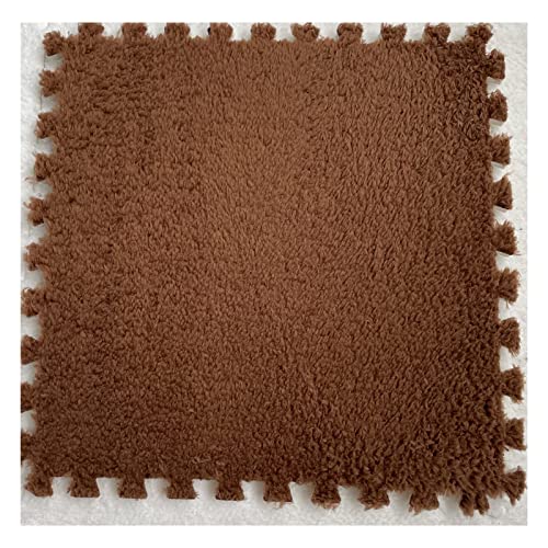 16 Stück Ineinandergreifende Plüsch-Schaumstoff-Fußmatten, Warmer Teppich, Ineinandergreifende Bodenfliesen, 30 X 30 cm Große Puzzle-Spielmatten Für Schlafzimmer, Spiel(Color:Kaffee) von YYGDPFLSXSB
