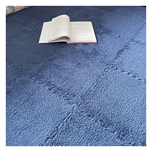 16 Stück Ineinandergreifende Plüsch-Schaumstoff-Fußmatten, Warmer Teppich, Ineinandergreifende Bodenfliesen, 30 X 30 cm Große Puzzle-Spielmatten Für Schlafzimmer, Spiel(Color:Navy Blau) von YYGDPFLSXSB